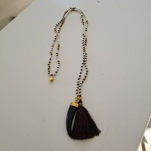 Banana Republic Beaded Tassle Pendant Necklace